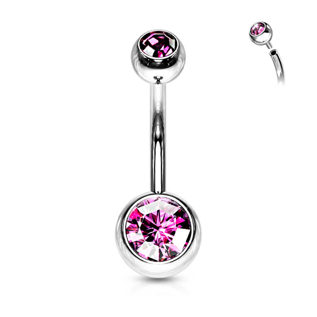 Piercing Nombril Bille Zircone Argent Filetage Interne - Image 11