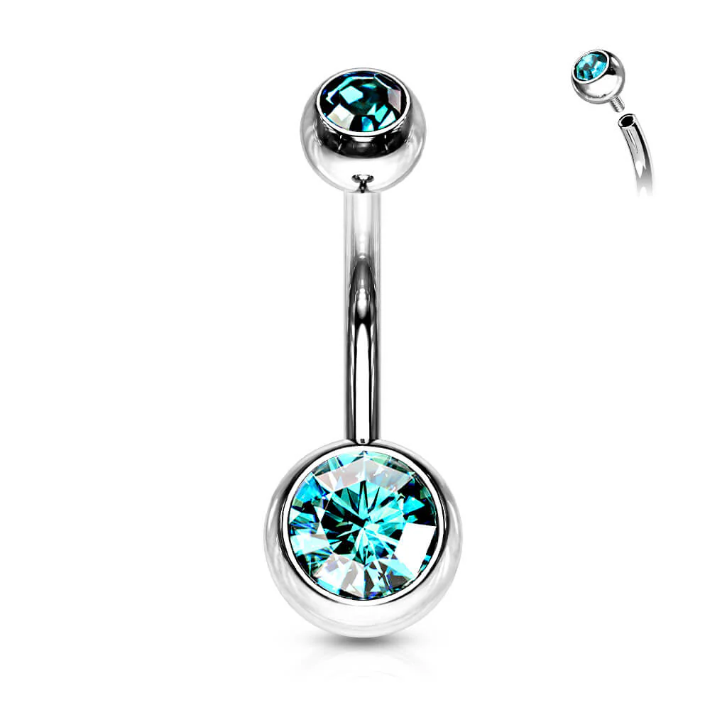 Piercing Nombril Bille Zircone Argent Filetage Interne - Image 12