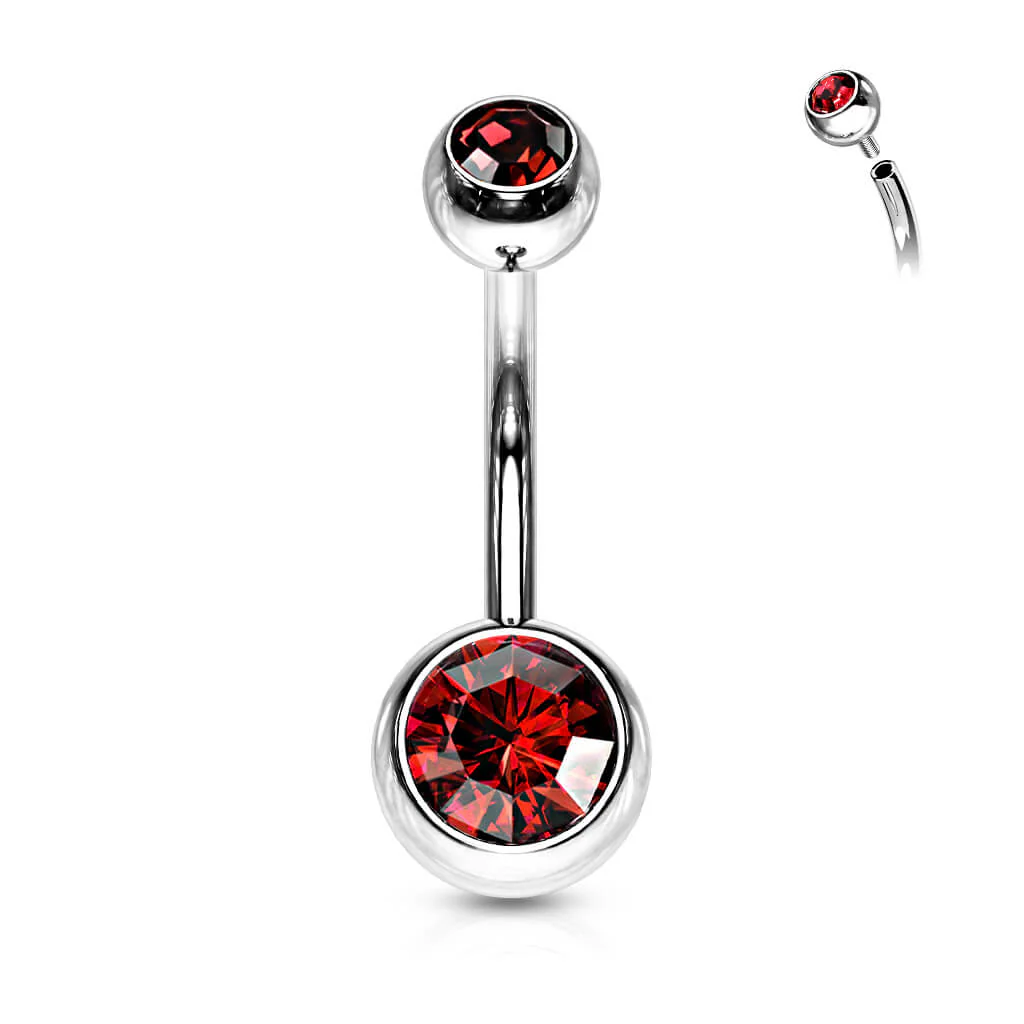 Piercing Nombril Bille Zircone Argent Filetage Interne - Image 13