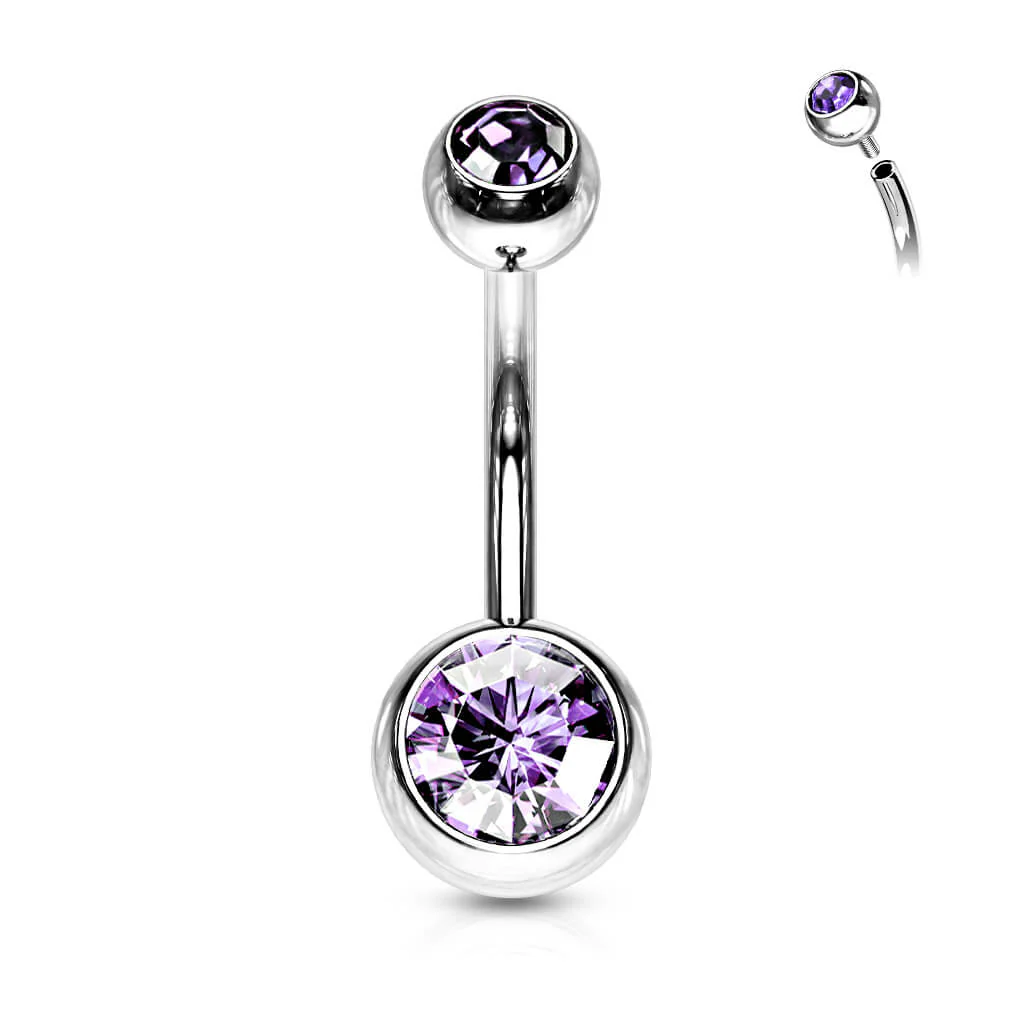Piercing Nombril Bille Zircone Argent Filetage Interne - Image 14