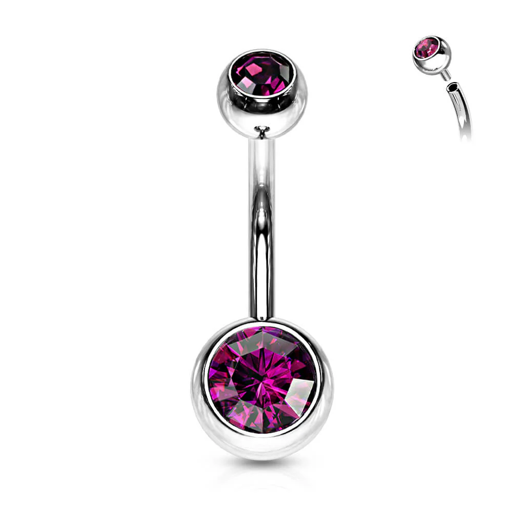 Piercing Nombril Bille Zircone Argent Filetage Interne - Image 15