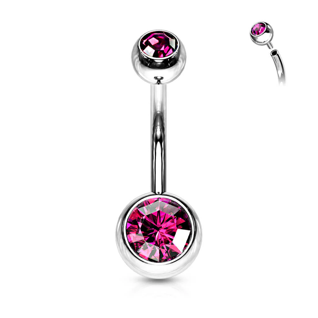 Piercing Nombril Bille Zircone Argent Filetage Interne - Image 16