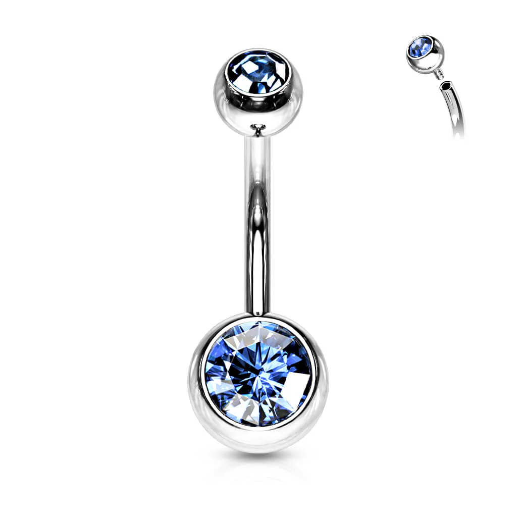 Piercing Nombril Bille Zircone Argent Filetage Interne - Image 17