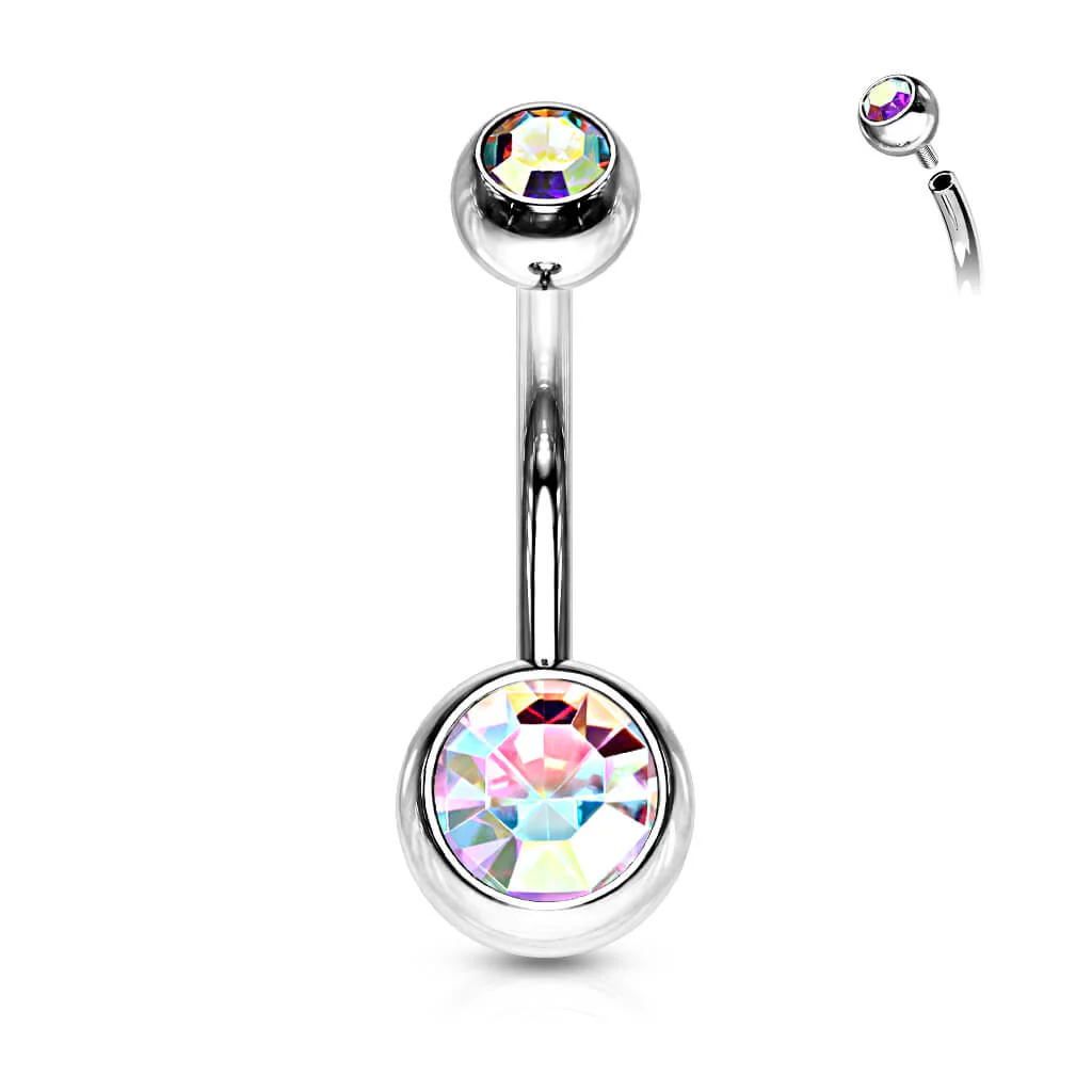 Piercing Nombril Bille Zircone Argent Filetage Interne - Image 7