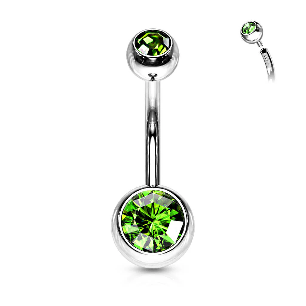 Piercing Nombril Bille Zircone Argent Filetage Interne - Image 9