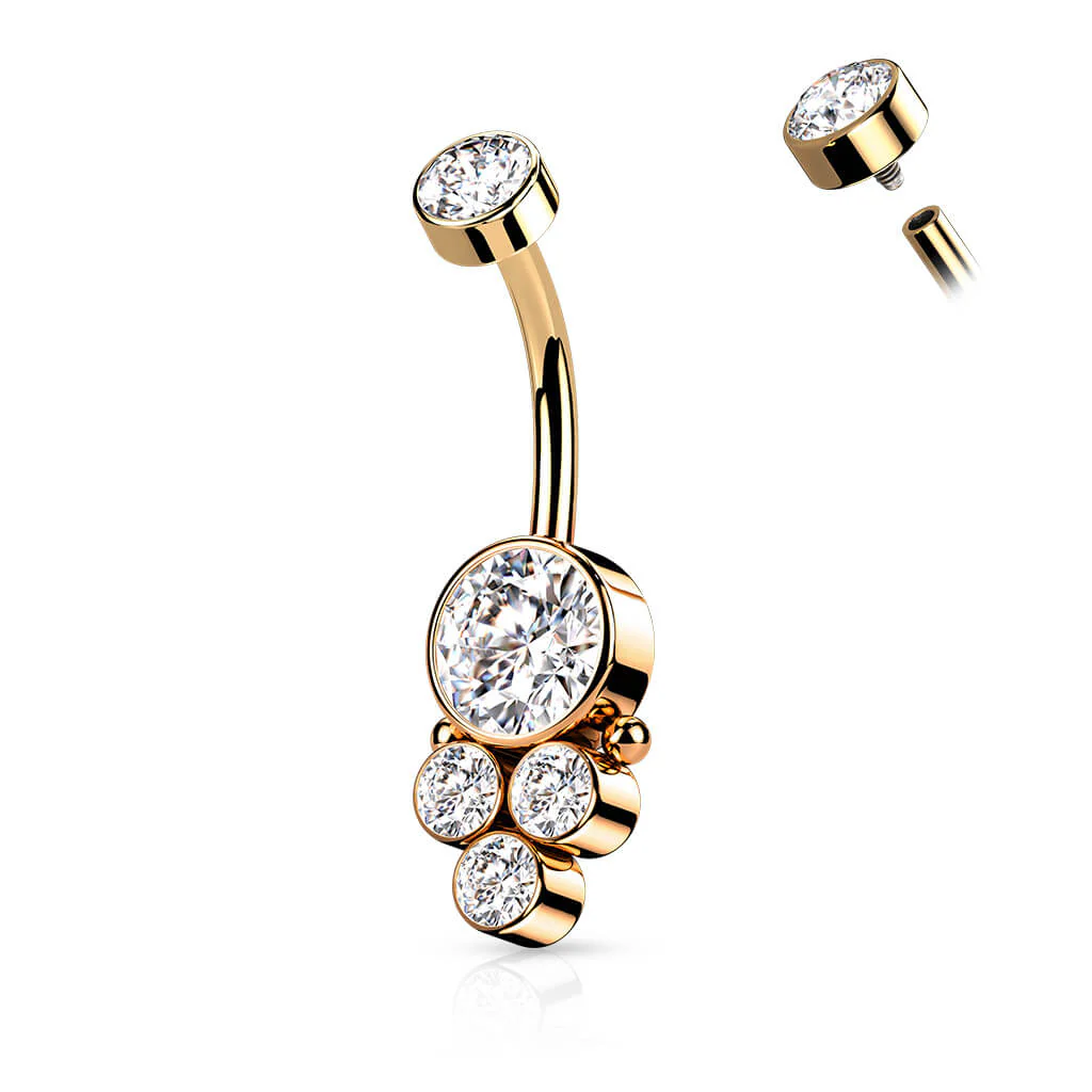 Piercing Nombril 5 Zircones Filetage Interne - Image 8