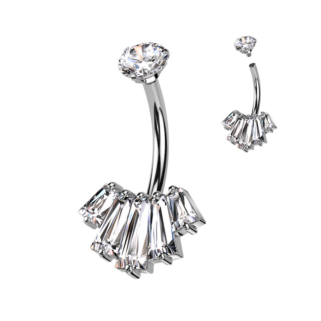 Piercing Nombril Éventail Zircone Filetage Interne - Image 2