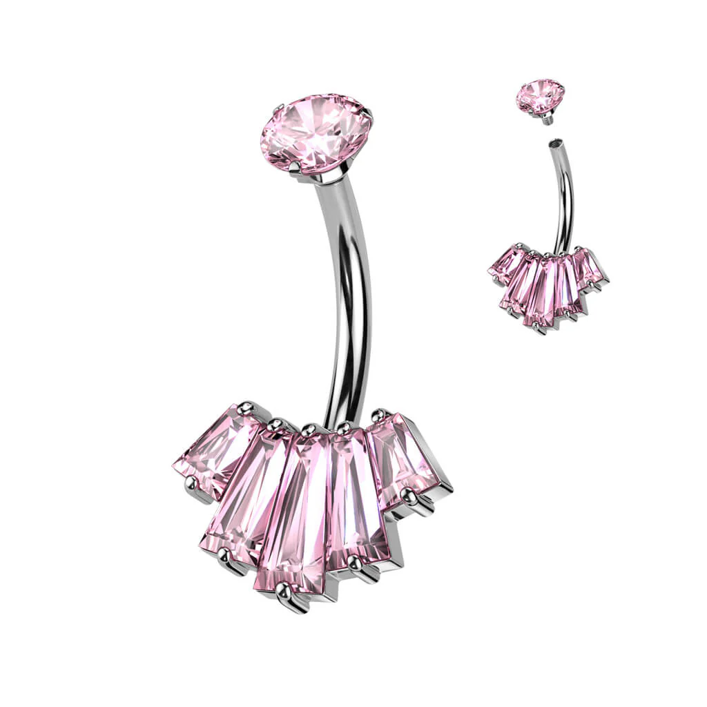 Piercing Nombril Éventail Zircone Filetage Interne - Image 5