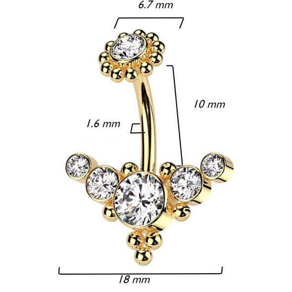 Piercing Nombril Zircone Filetage Interne - Image 2