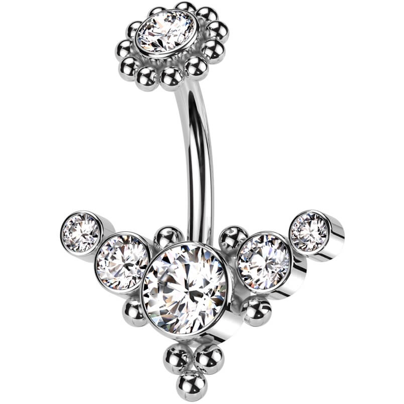 Piercing Nombril Zircone Filetage Interne - Image 5