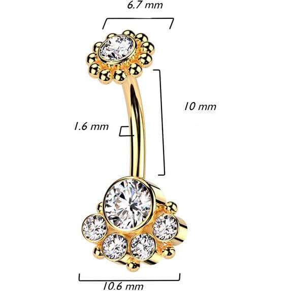 Piercing Nombril Zircone Filetage Interne - Image 2
