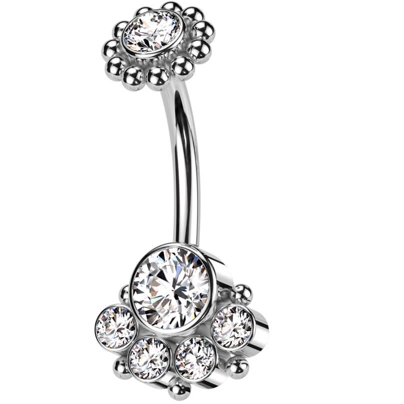 Piercing Nombril Zircone Filetage Interne - Image 5