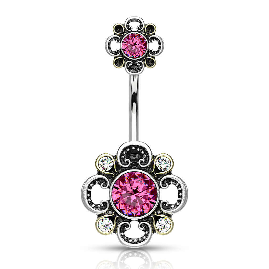 Piercing Nombril Fleur Zircone Argent - Image 6