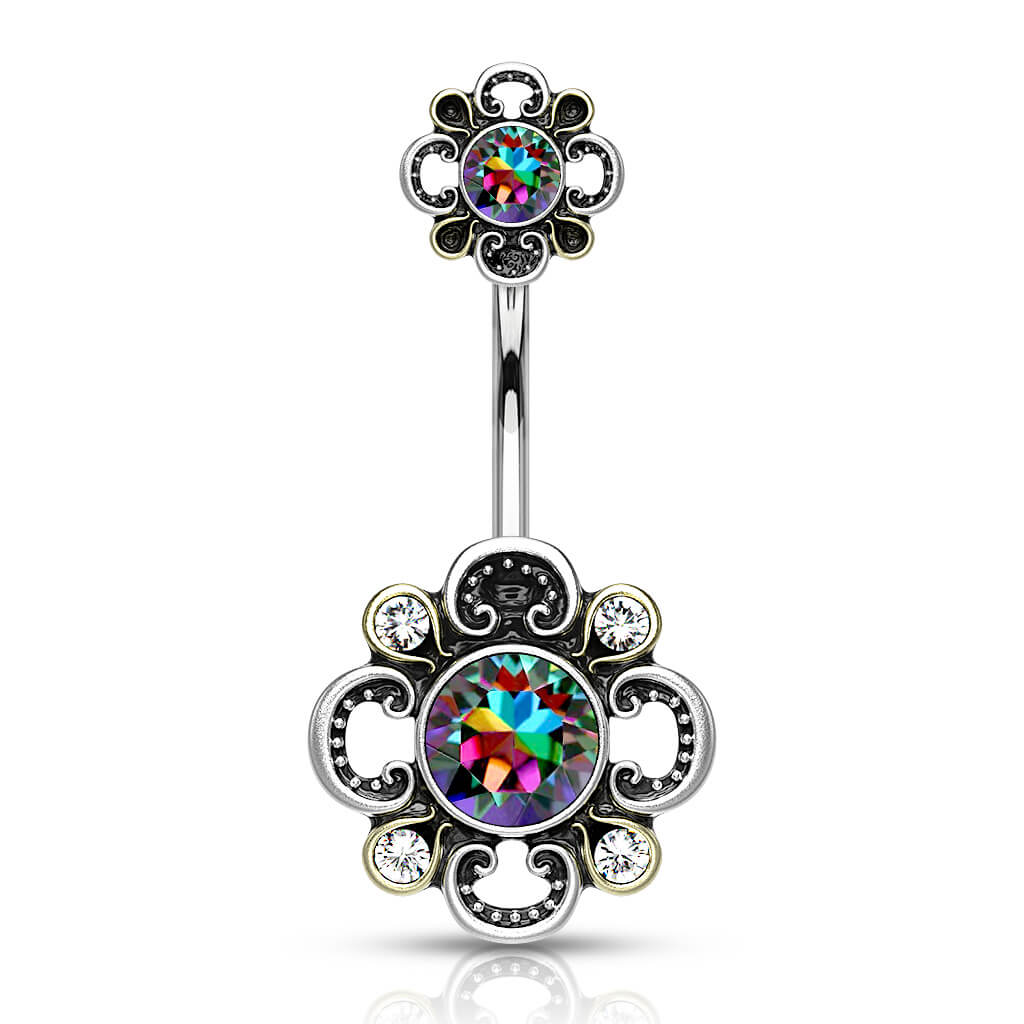 Piercing Nombril Fleur Zircone Argent - Image 9