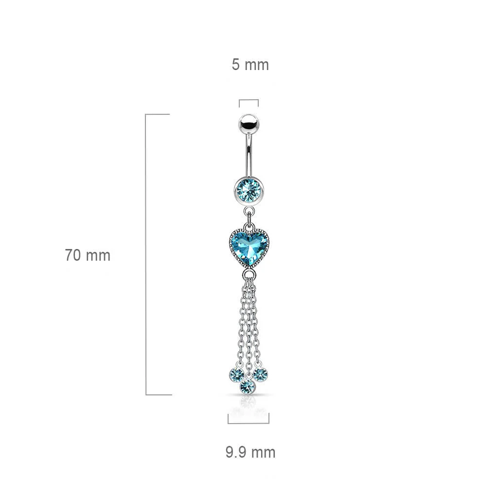 Piercing Nombril Pendentif Cœur Zircone Argent - Image 3