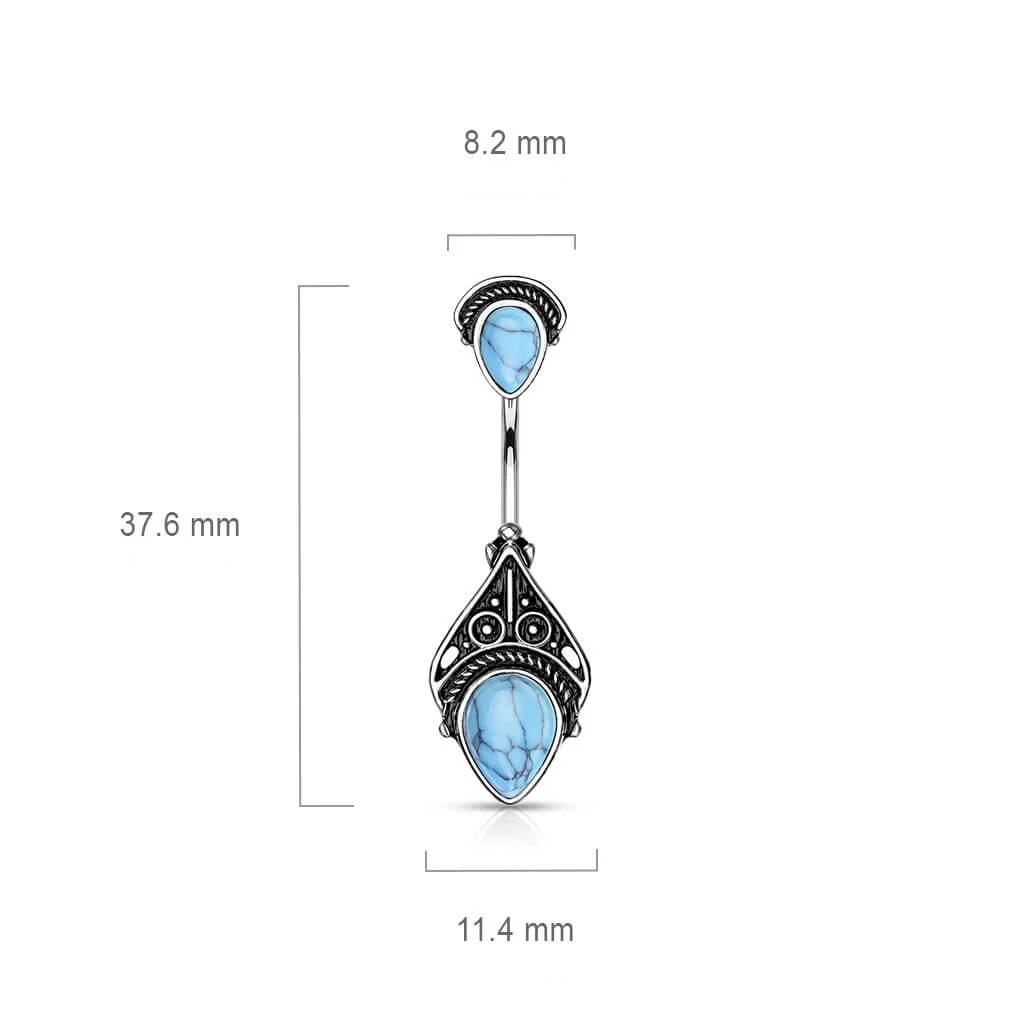 Piercing Nombril Pierre Semi-Précieuse Turquoise Vintage - Image 3