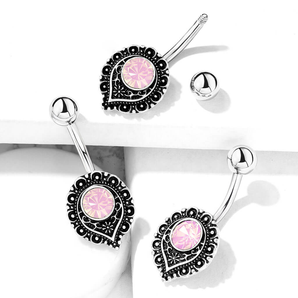 Piercing Nombril Vintage Opale Argent - Image 4