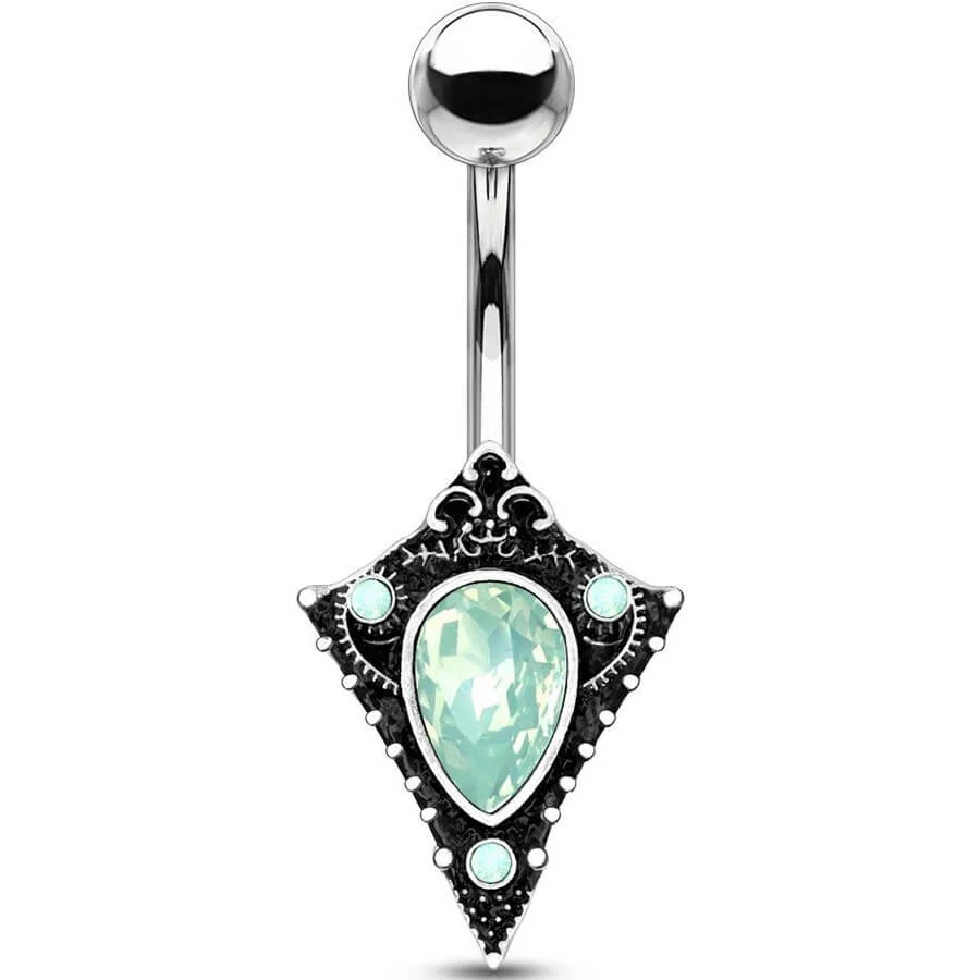 Piercing Nombril Vintage Opale Argent