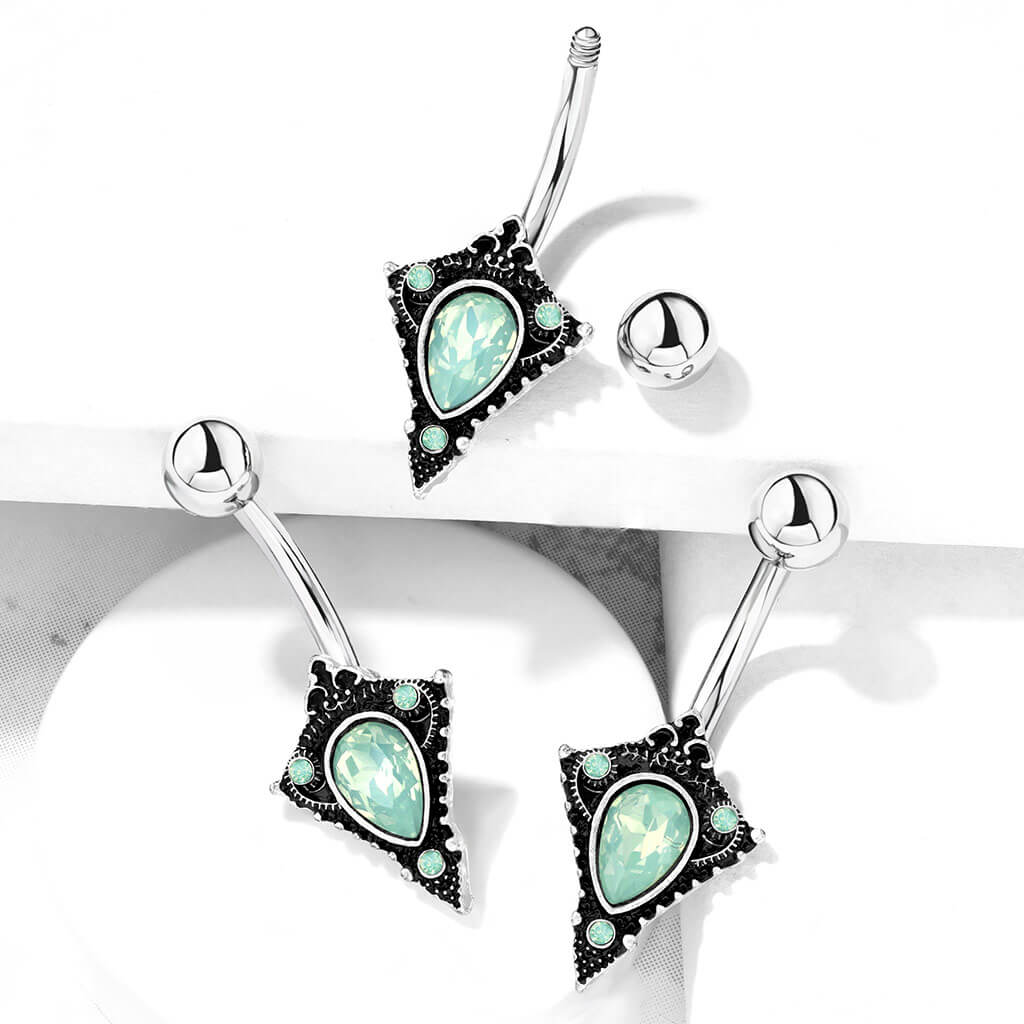 Piercing Nombril Vintage Opale Argent - Image 4