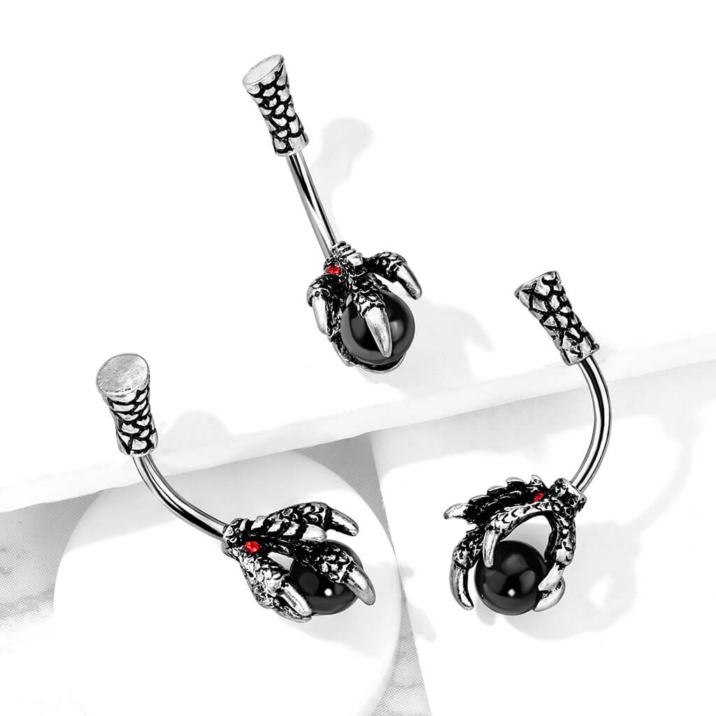Piercing Nombril Griffe De Dragon Argent - Image 3