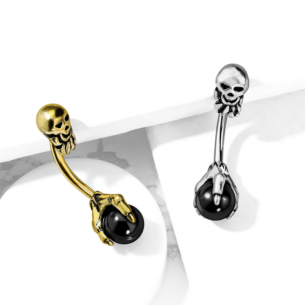 Piercing Nombril Crâne Griffe Argent - Image 6