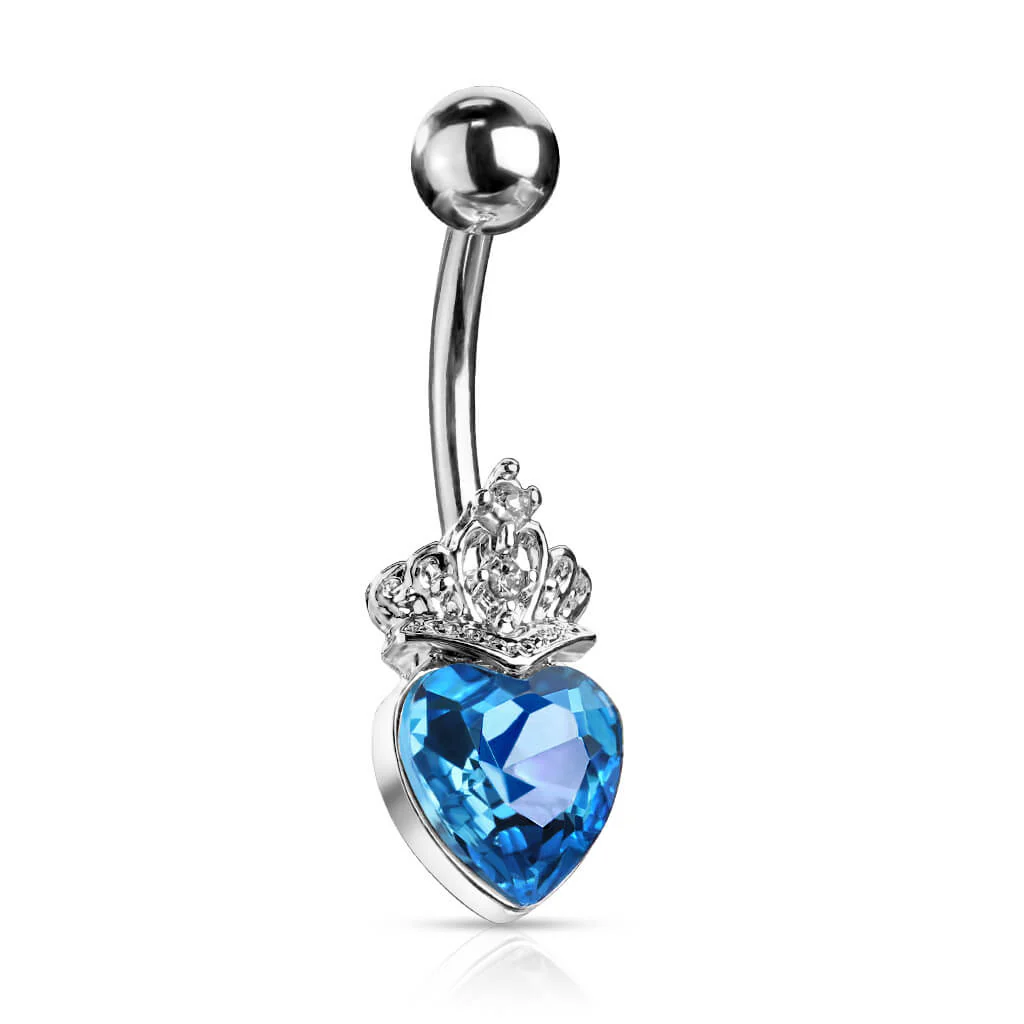 Piercing Nombril Cœur Couronne Zircone Argent - Image 8