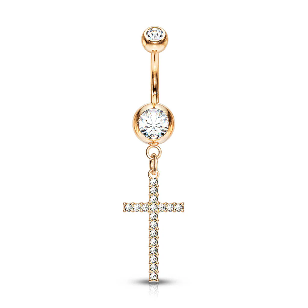 Piercing Nombril Pendentif Croix Zircone - Image 8