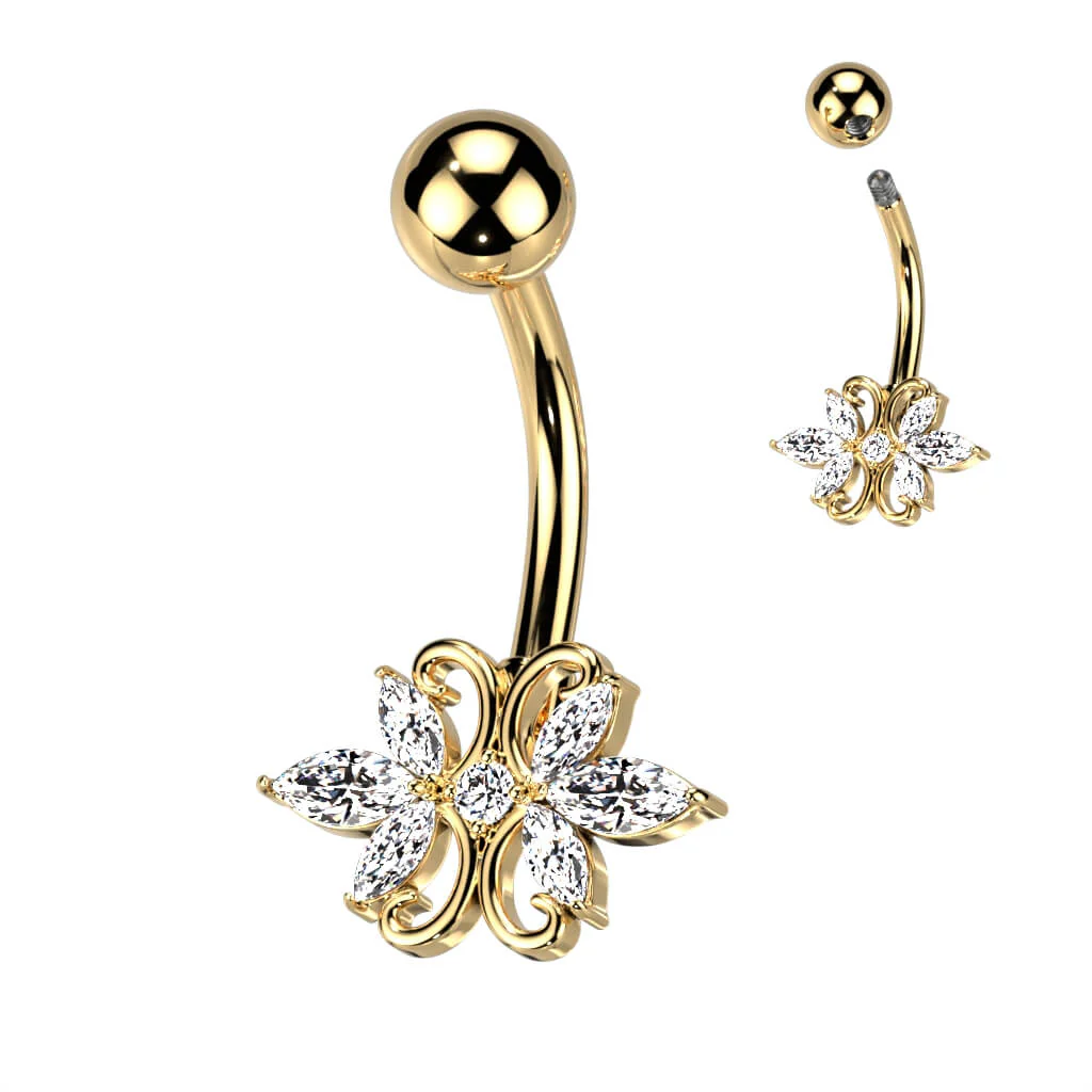 Piercing Nombril Double Cœur Zircone - Image 2