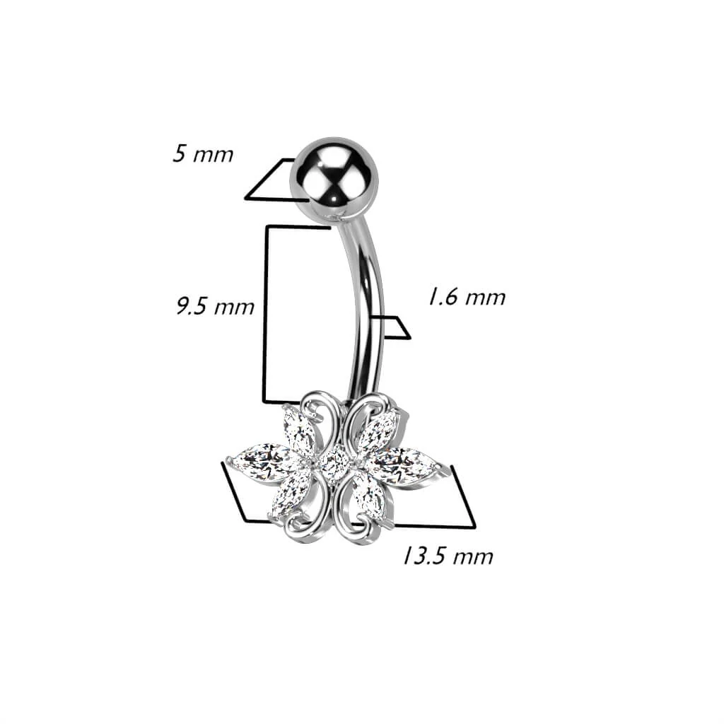 Piercing Nombril Double Cœur Zircone - Image 3