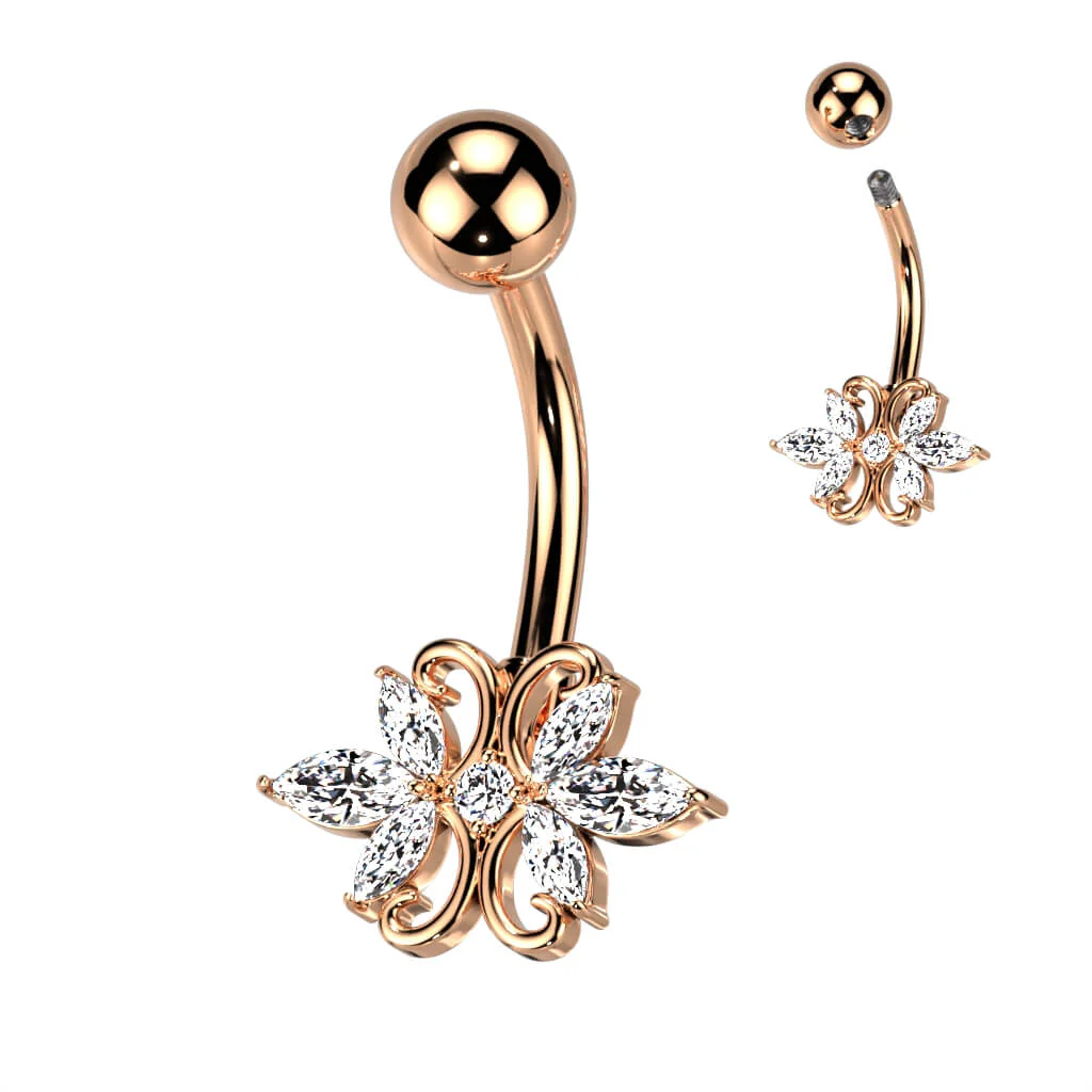 Piercing Nombril Double Cœur Zircone - Image 4