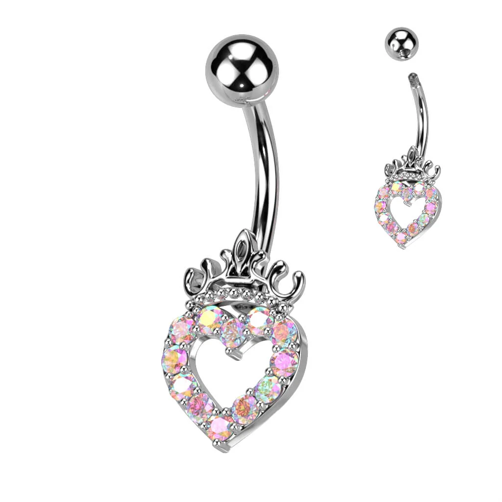 Piercing Nombril Cœur Couronne Zircone - Image 2