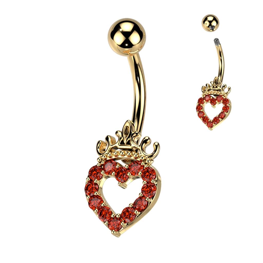 Piercing Nombril Cœur Couronne Zircone - Image 5