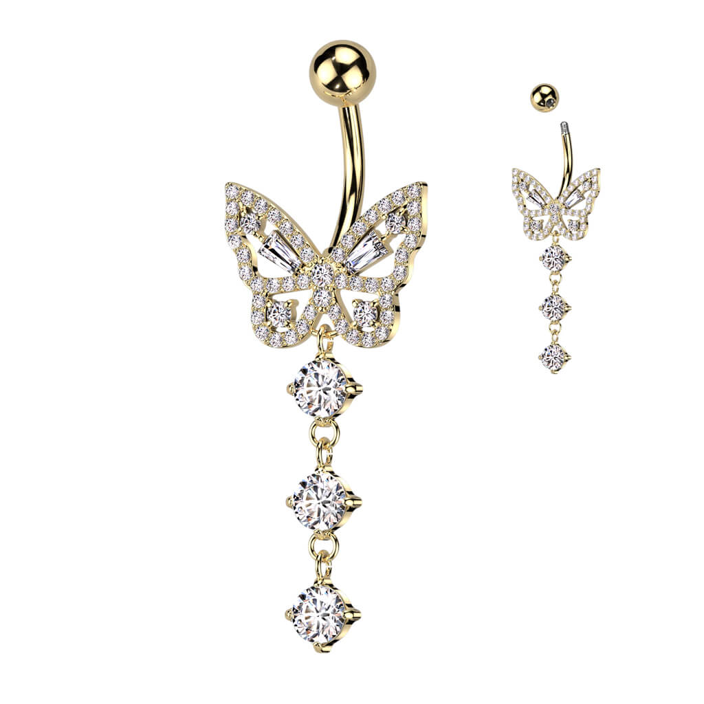 Piercing Nombril Pendentif Papillon Zircone - Image 3