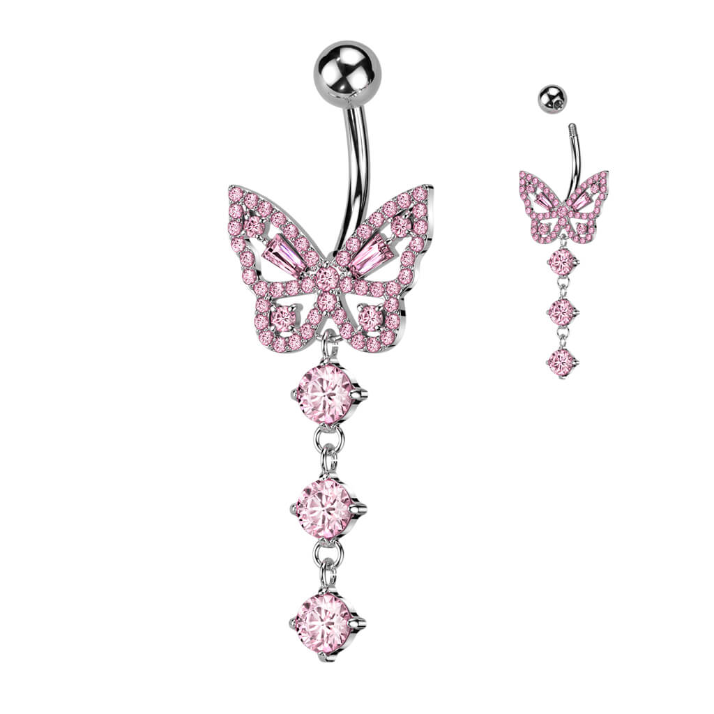 Piercing Nombril Pendentif Papillon Zircone - Image 4