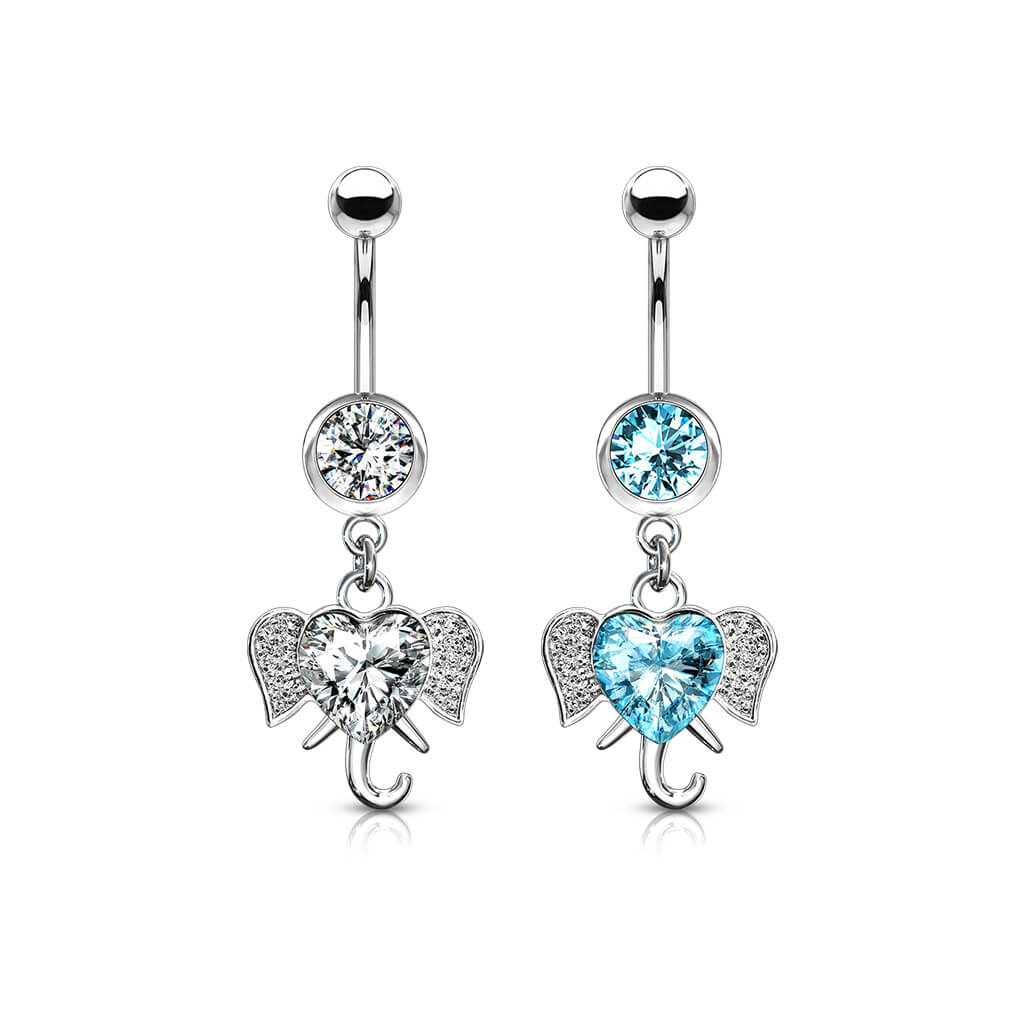 Piercing Nombril Pendentif Éléphant Zircone Argent - Image 4