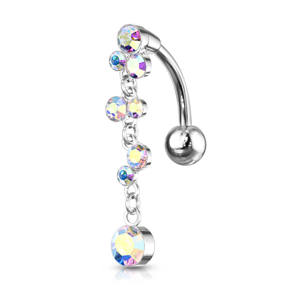 Piercing Nombril Pendentif Bulles Inversé Zircone Argent - Image 2