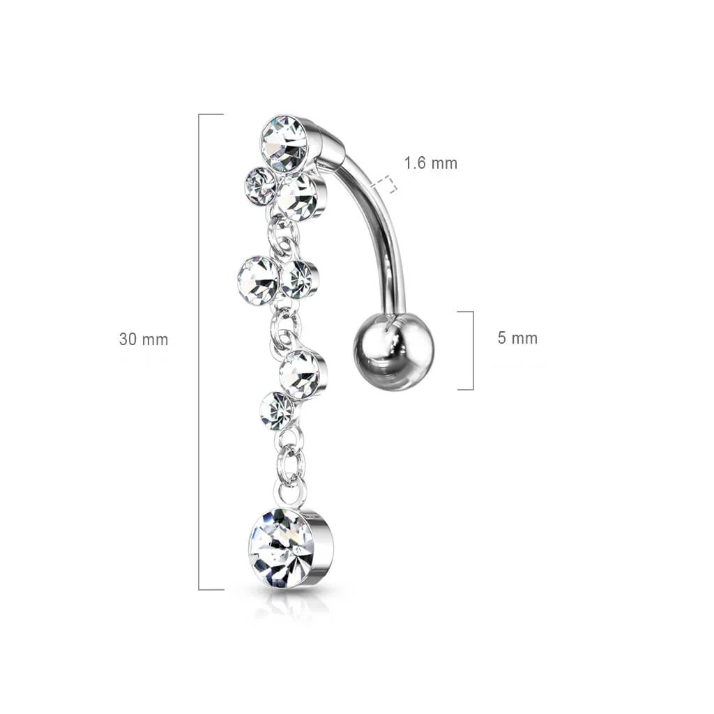 Piercing Nombril Pendentif Bulles Inversé Zircone Argent - Image 3
