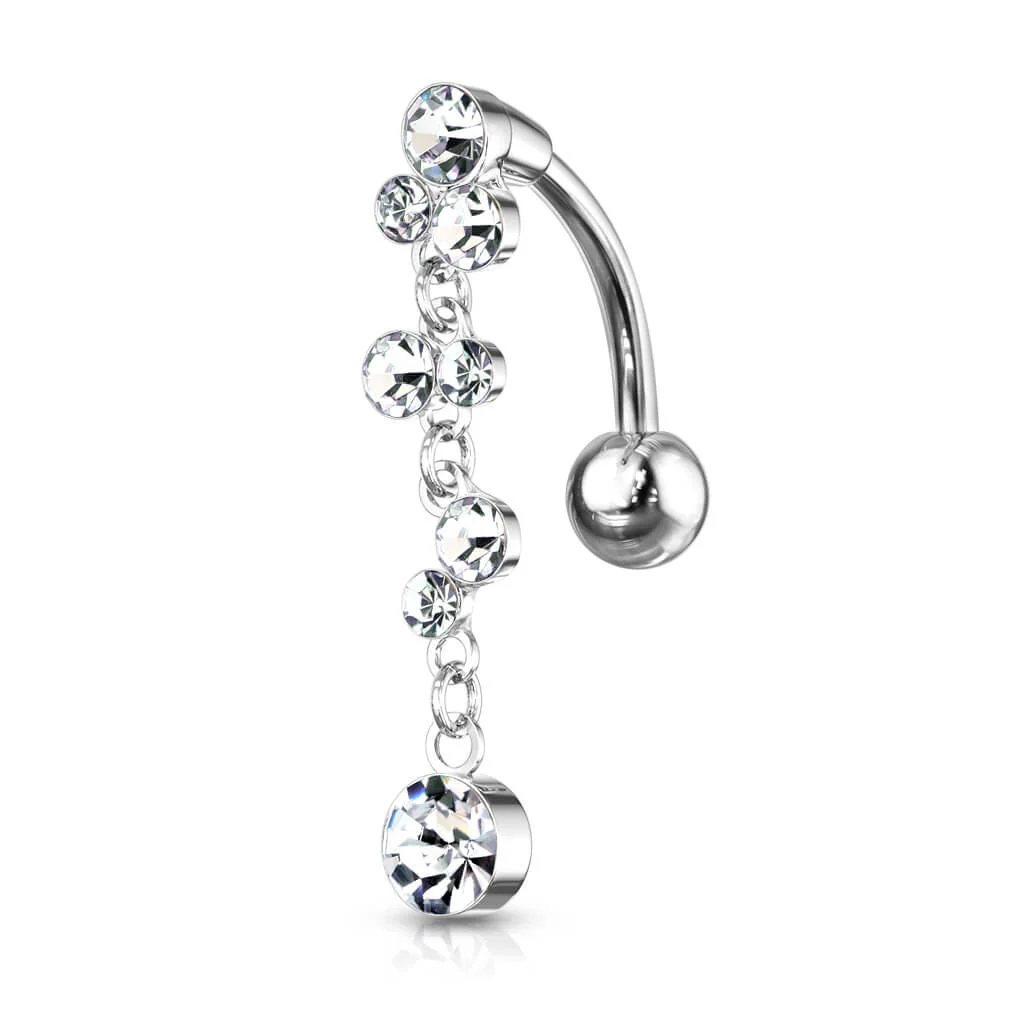 Piercing Nombril Pendentif Bulles Inversé Zircone Argent - Image 4