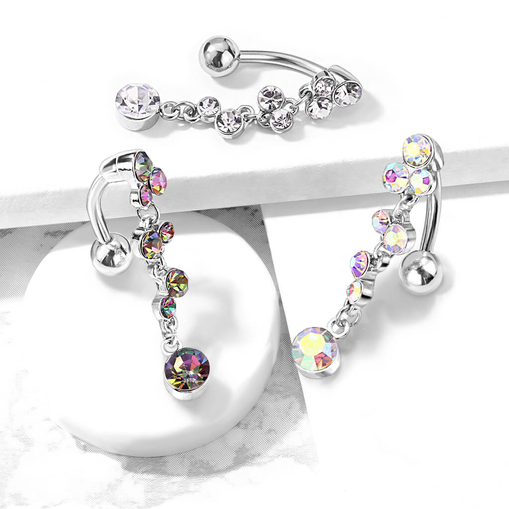 Piercing Nombril Pendentif Bulles Inversé Zircone Argent - Image 6