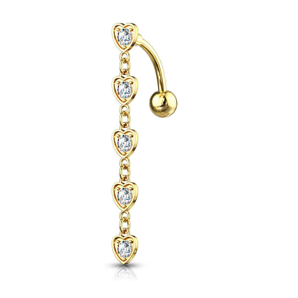 Piercing Nombril Cœur Pendentif Zircone Argent - Image 4