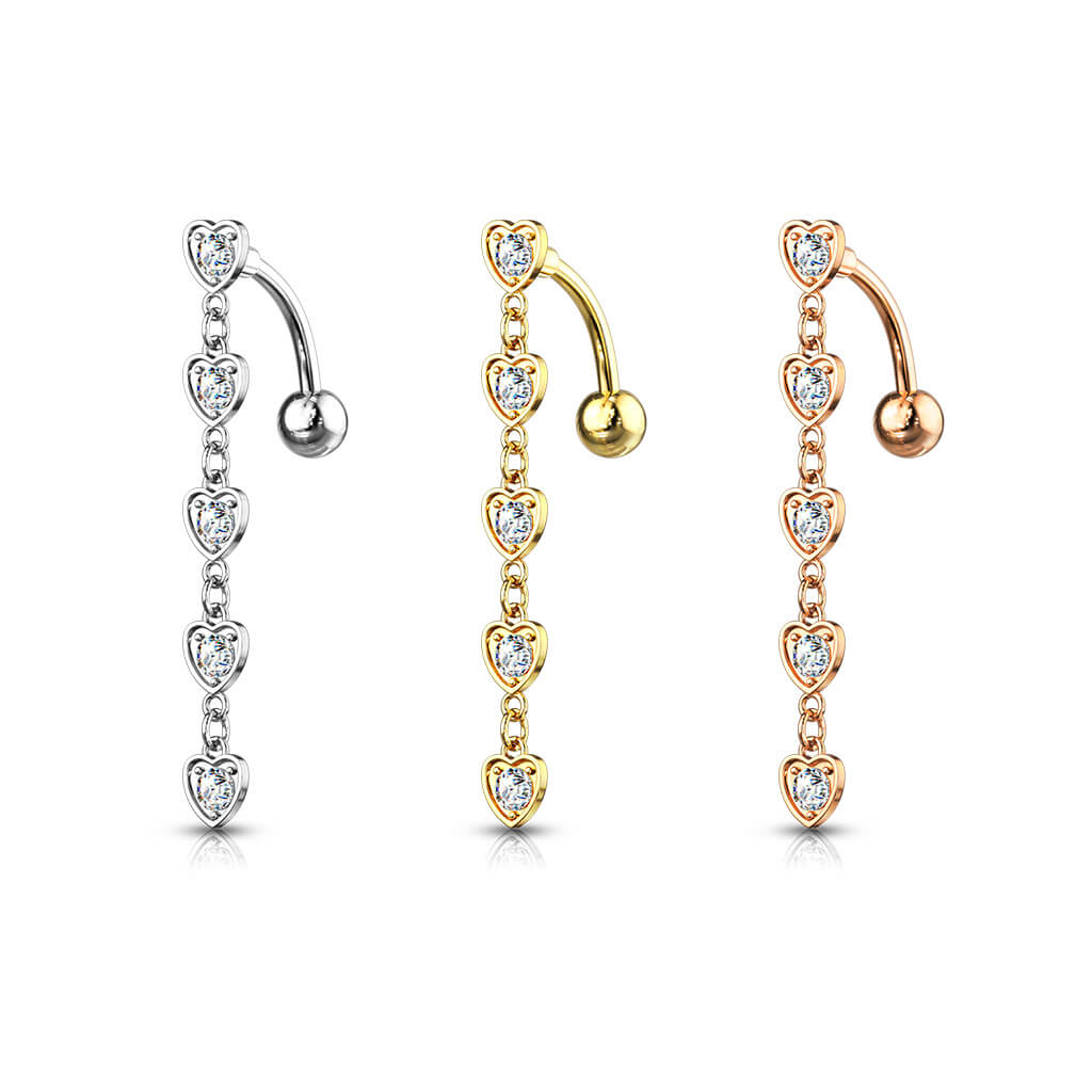 Piercing Nombril Cœur Pendentif Zircone Argent - Image 5