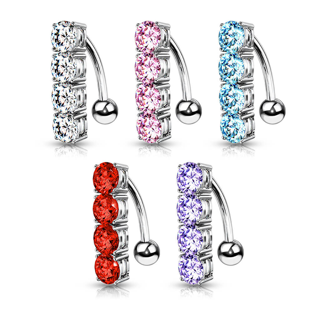 Piercing Nombril 4 Zircones Argent - Image 3