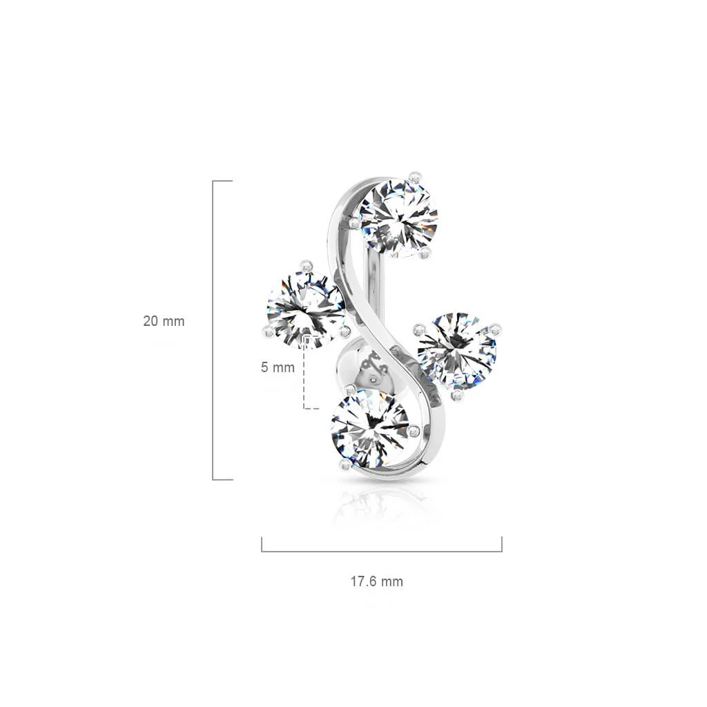 Piercing Nombril 4 Zircones Argent - Image 2