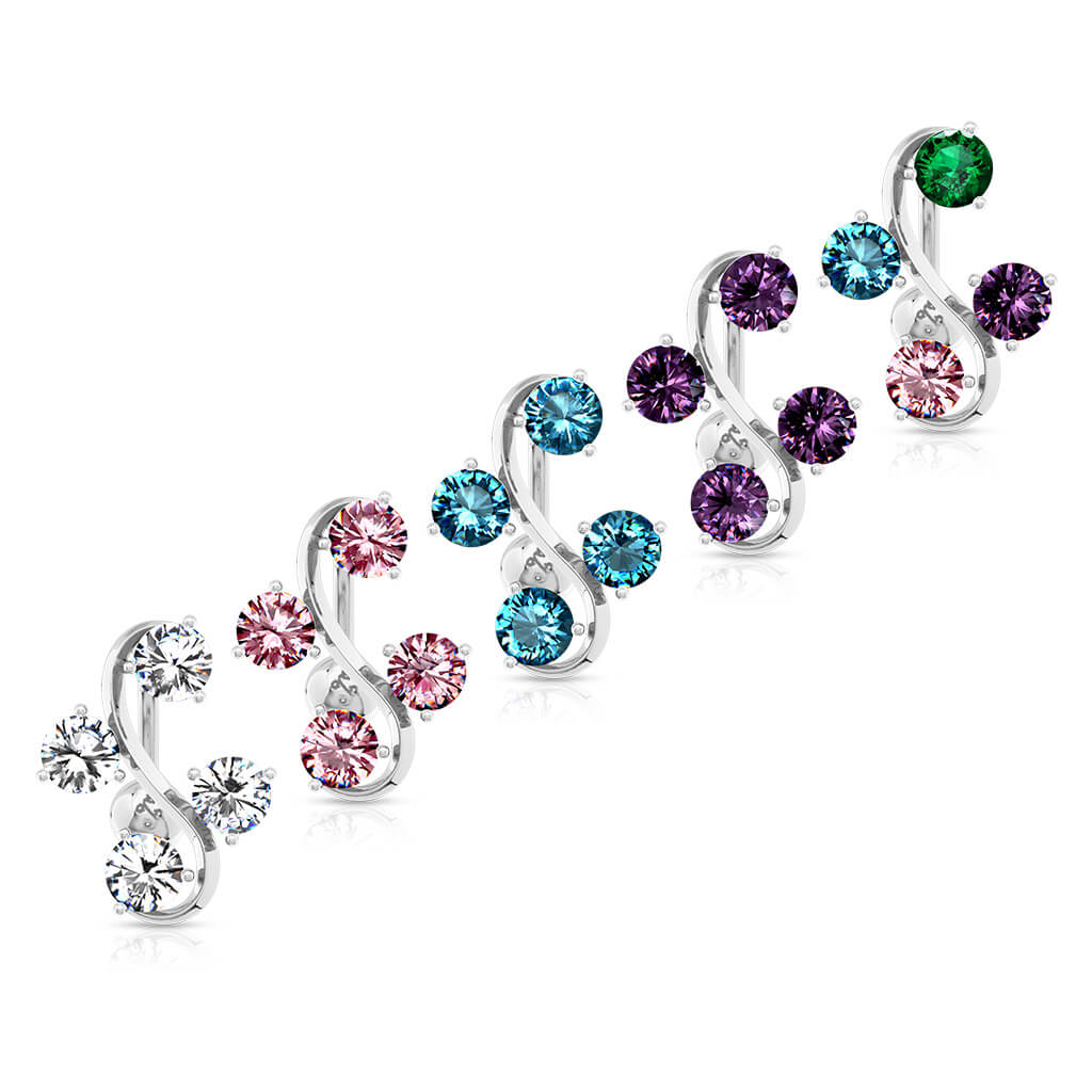 Piercing Nombril 4 Zircones Argent - Image 3