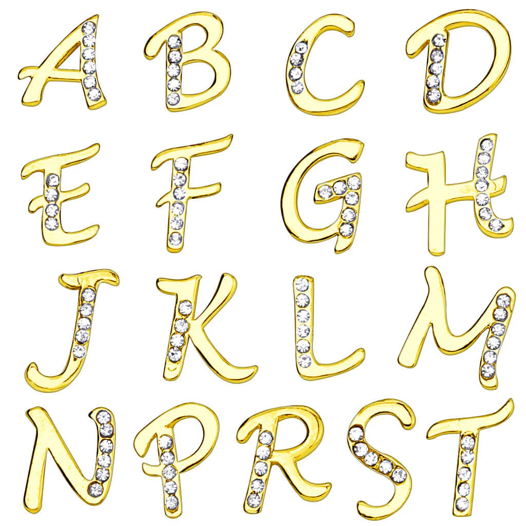 Piercing Nombril Pendentif Lettres Zircone Or - Image 2