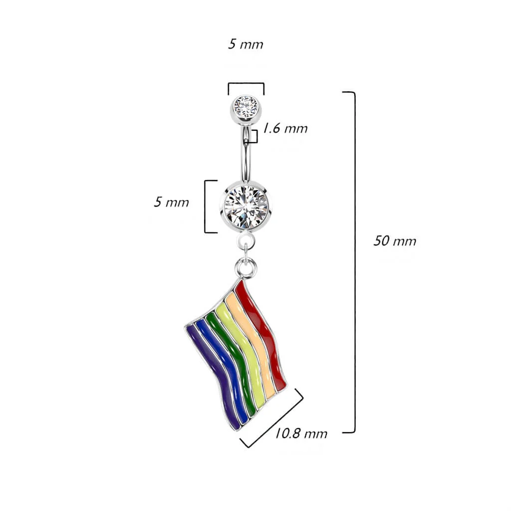 Piercing Nombril Pendentif Drapeau Arc-En-Ciel Zircone - Image 3