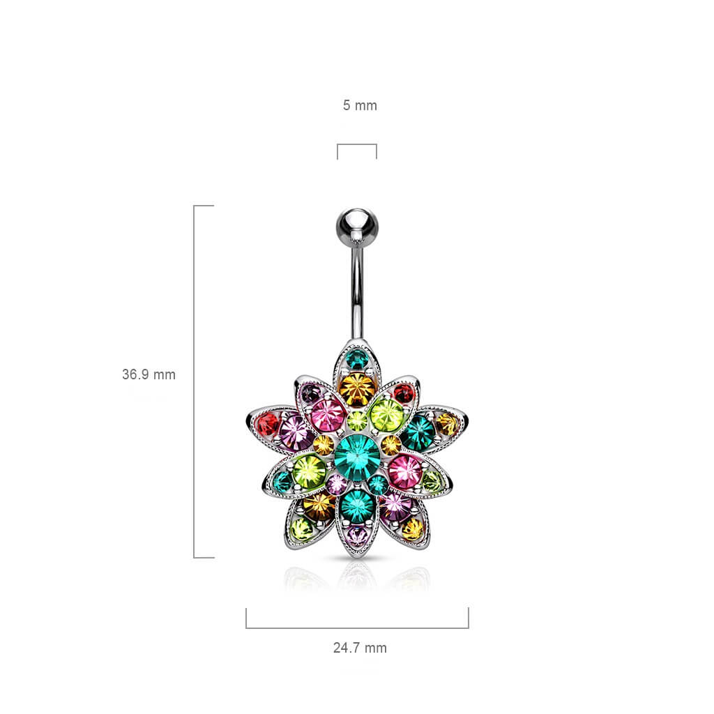 Piercing Nombril Fleur Zircone - Image 2