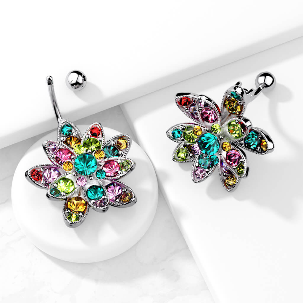 Piercing Nombril Fleur Zircone - Image 3