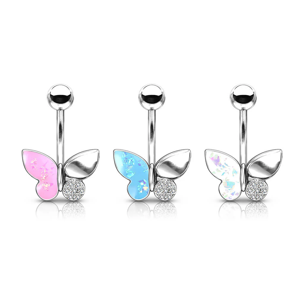 Piercing Nombril Papillon Opale Zircone Argent - Image 5
