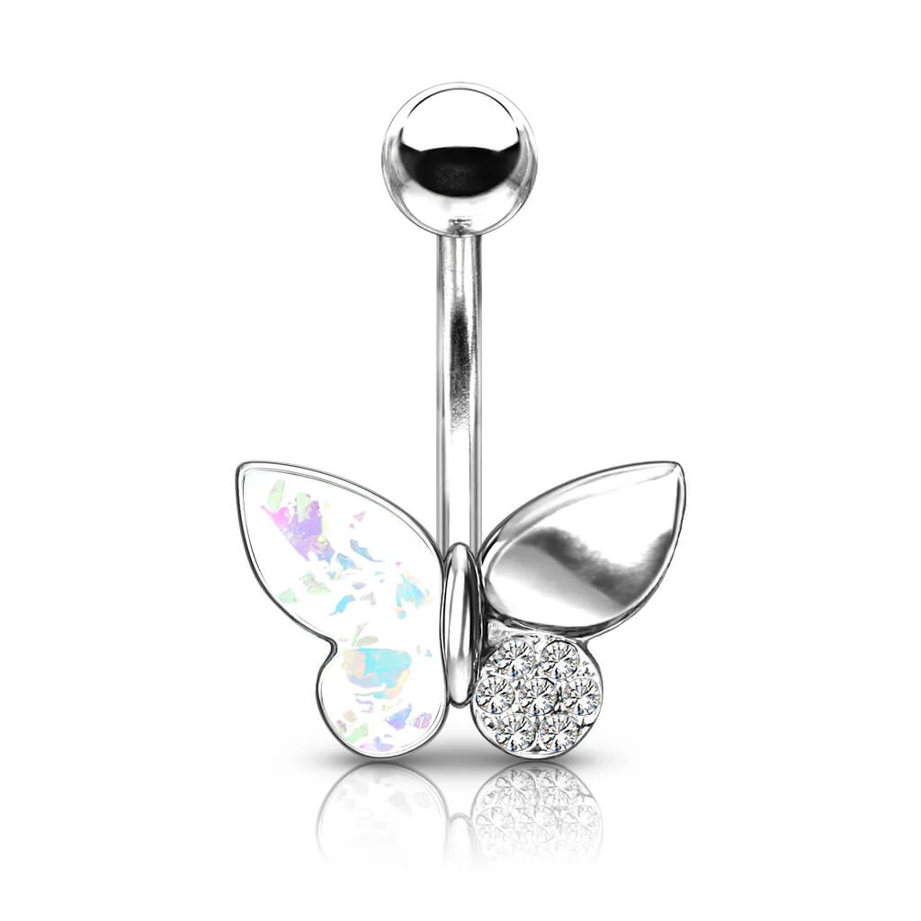 Piercing Nombril Papillon Opale Zircone Argent - Image 8